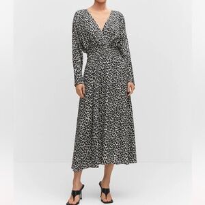 NWOT MANGO Printed dress with ruffled detail, Size 4